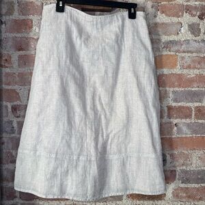 Eileen Fisher 100% Linen Side-Zip Skirt • Size Small • Button Closure
